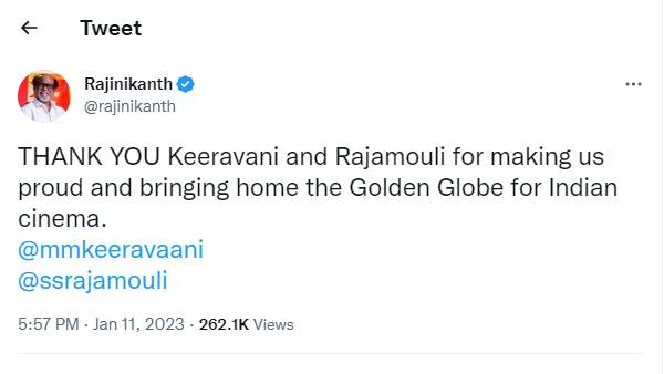 ரஜினிகாந்த் வாழ்த்து ரஜினிகாந்த் வாழ்த்து