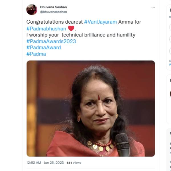 பத்மபூஷன் வாணி ஜெயராம் 