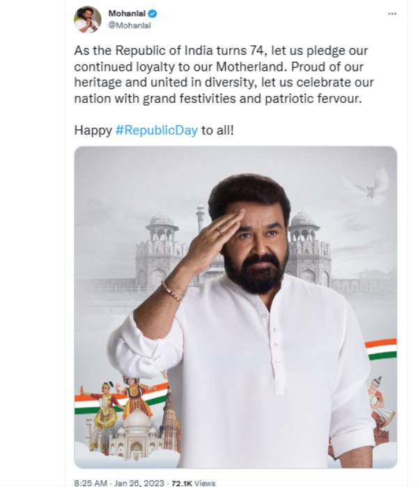  மோகன்லால், மம்முட்டி வாழ்த்து