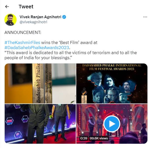 விவேக் அக்னிஹோத்ரி ட்வீட்