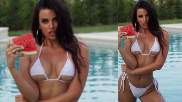 கையில் தர்பூசணி உடன் கையில் தர்பூசணி உடன்