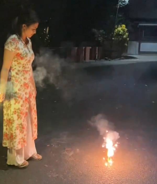 Aparna Das celebrates Vishu and shares bursting crackers video Aparna Das celebrates Vishu and shares bursting crackers video