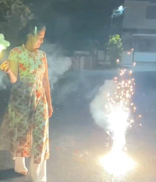 Aparna Das celebrates Vishu and shares bursting crackers video Aparna Das celebrates Vishu and shares bursting crackers video