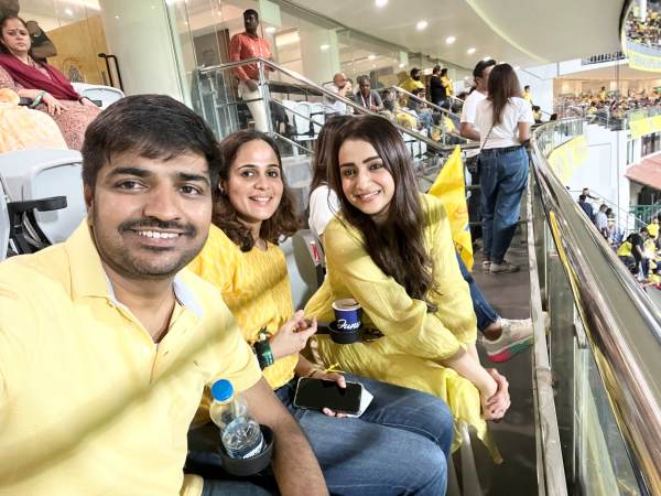 Leo and Ponniyin Selvan star Trisha watches CSK vs RR match at Chepauk stadium 