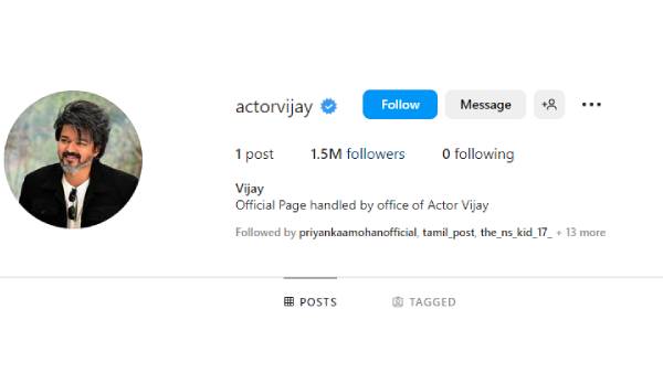 இன்ஸ்டாகிராமில் இணைந்த விஜய் இன்ஸ்டாகிராமில் இணைந்த விஜய்