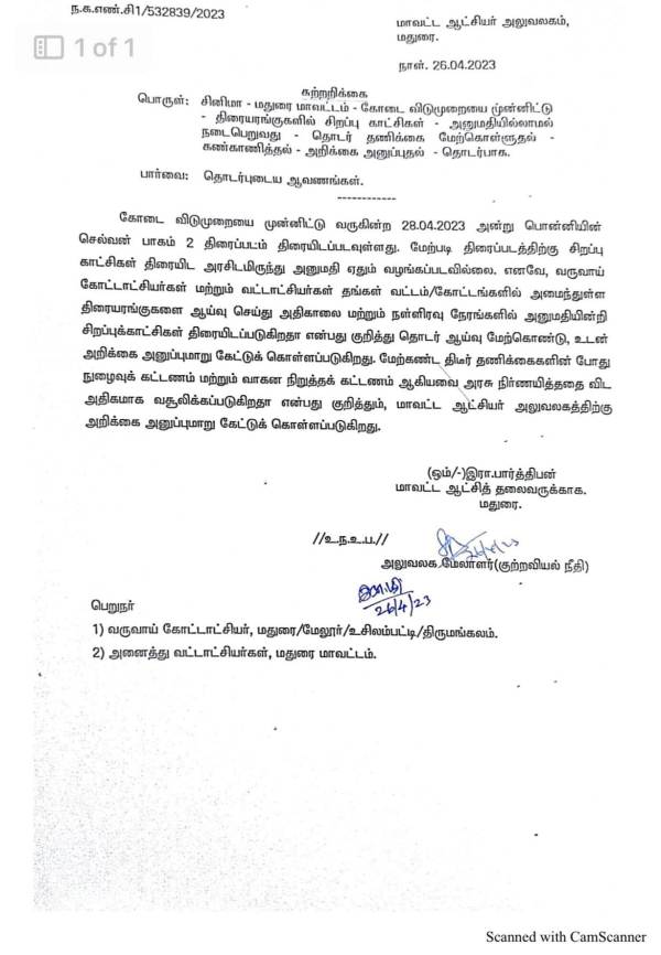 Ponniyin Selvan 2 early Morning special Shows canceled by TamilNadu Govt Ponniyin Selvan 2 early Morning special Shows canceled by TamilNadu Govt