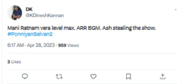 Ponniyin Selvan 2 Twitter Review in Tamil 