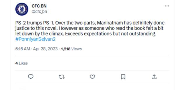 Ponniyin Selvan 2 Twitter Review in Tamil 