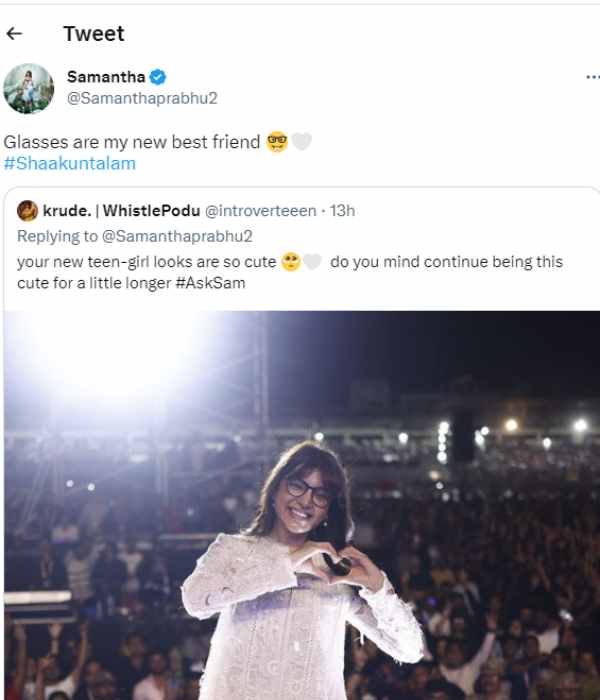 Actress Samantha answer about her best friend in Twitter question and Answer 
