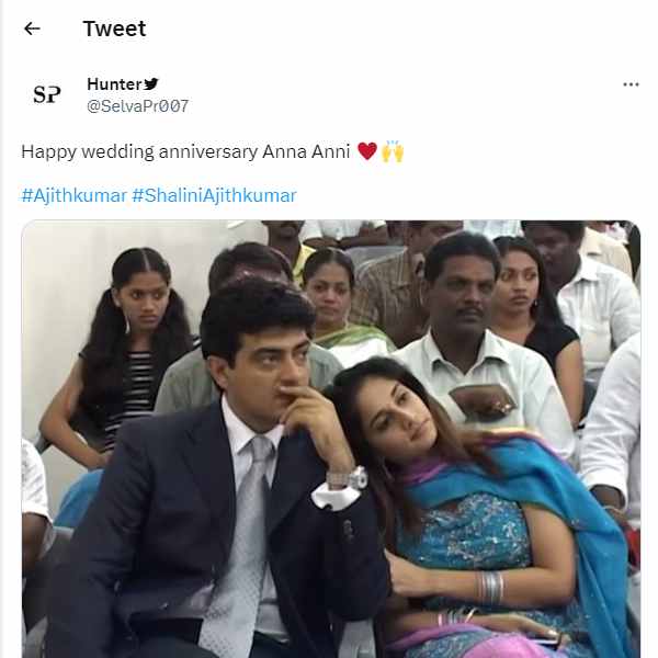 Actor Ajith and Shalini celebrates their 23rd weddning anniversary today Actor Ajith and Shalini celebrates their 23rd weddning anniversary today