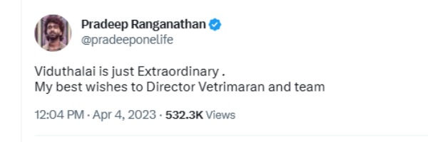 பிரதீப் ரங்கநாதன் ட்விட்டர்