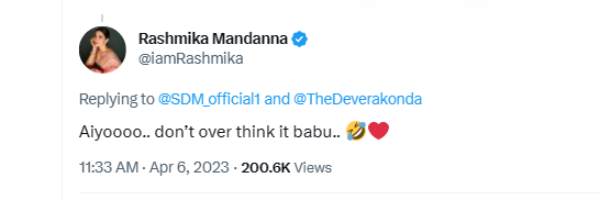 Rashmika mandanna reply about the rumours that she is dating with vijay devarakonda 