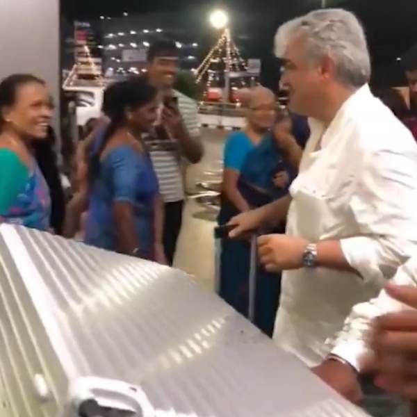 Actor Ajith spotted in Chennai airport and refused the help of his fan 