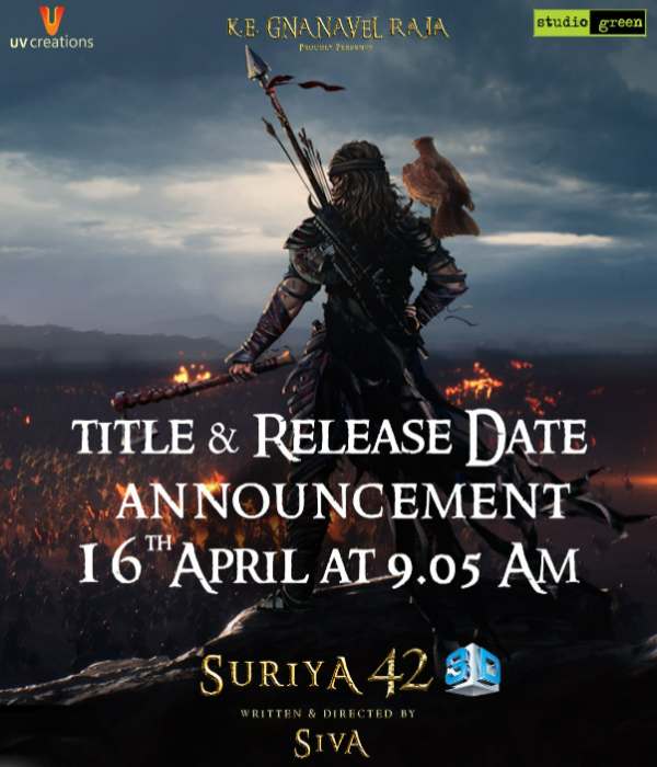 Actor Suryas Surya 42 movie title and release date to be announced on 16th of April