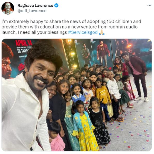 Raghava Lawrences adopted 150 children at Rudhran audio launch 