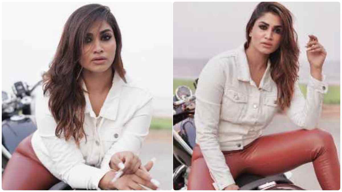  Bigg Boss Shivani Narayanan gives hot poses in a brand new BMW bike 