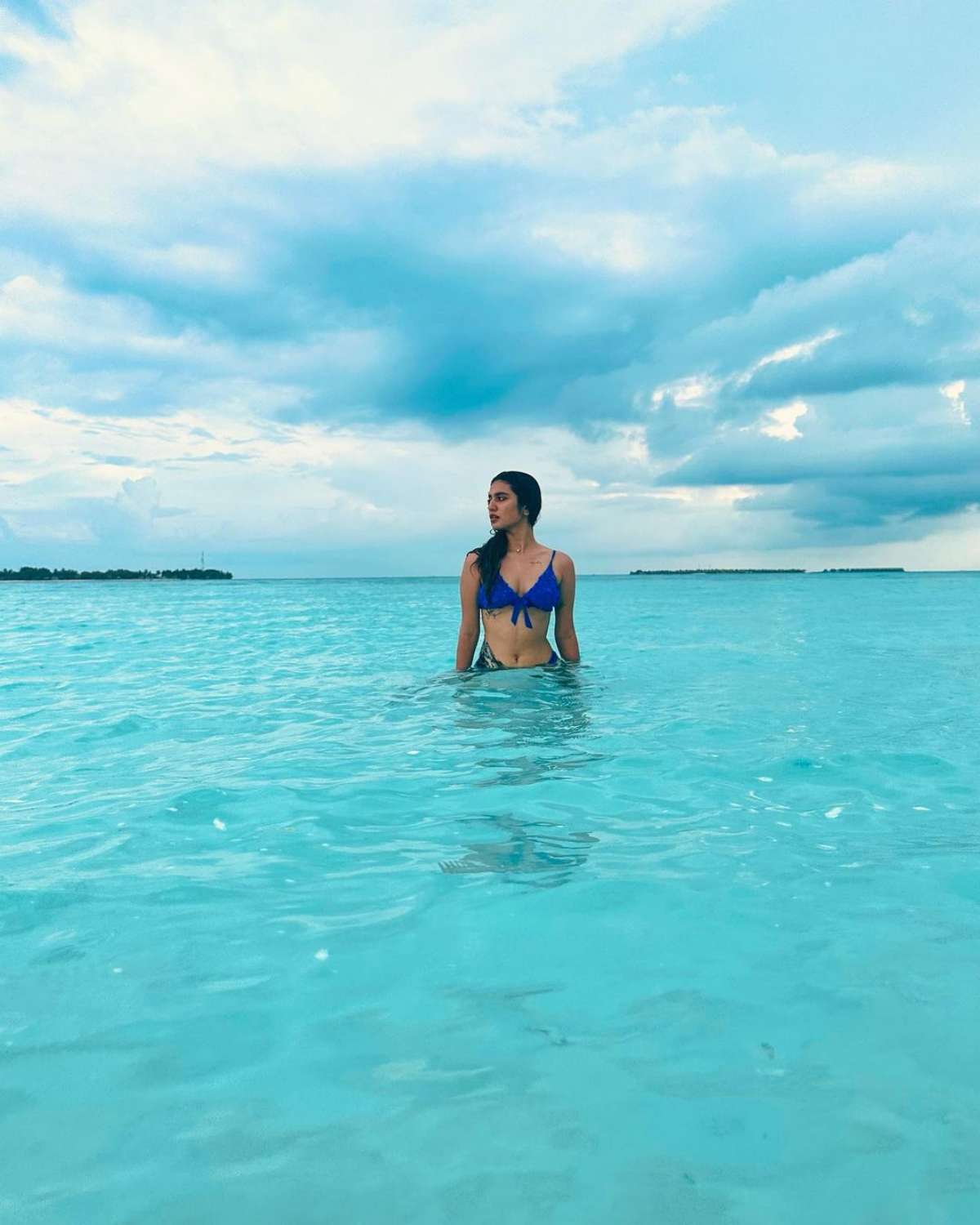 Priya Varrier hot bikini show at Maldives 