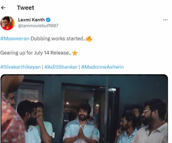 sivakarthikeyan begins dubbing for maaveeran movie