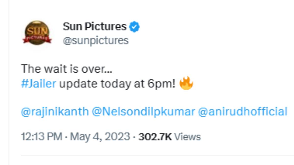  Jailer Update: Rajinikanths Jailer movie update will be released today at 6 pm