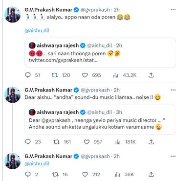  Aishwarya Rajesh - GV Prakash playing on Twitter is trending now 