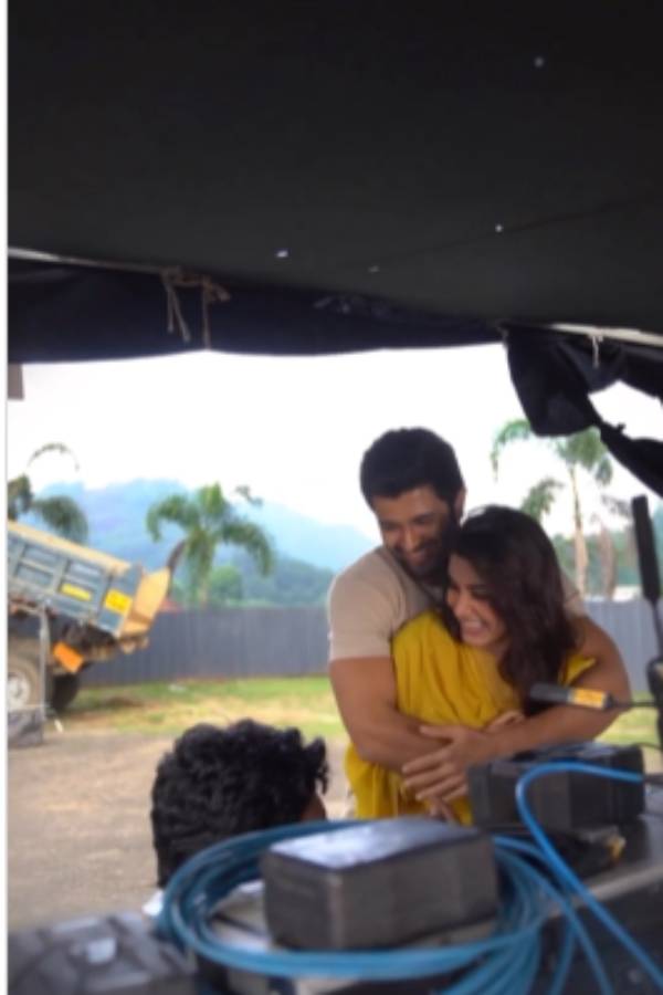 Vijay Devarakonda shares a video with samantha in kushi movie sets Vijay Devarakonda shares a video with samantha in kushi movie sets