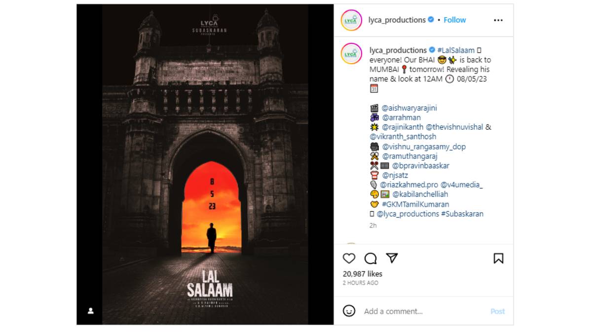 Actor Rajini joins Lal Salaam movie shooting in Mumbai tomorrow Actor Rajini joins Lal Salaam movie shooting in Mumbai tomorrow