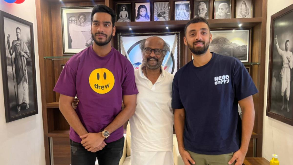 Venkatesh Iyer and Varun Chakravarthy met Rajinikanth Venkatesh Iyer and Varun Chakravarthy met Rajinikanth