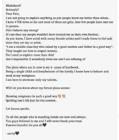 Samyuktha and Vishnukanth Issue Vj Ravi explanation