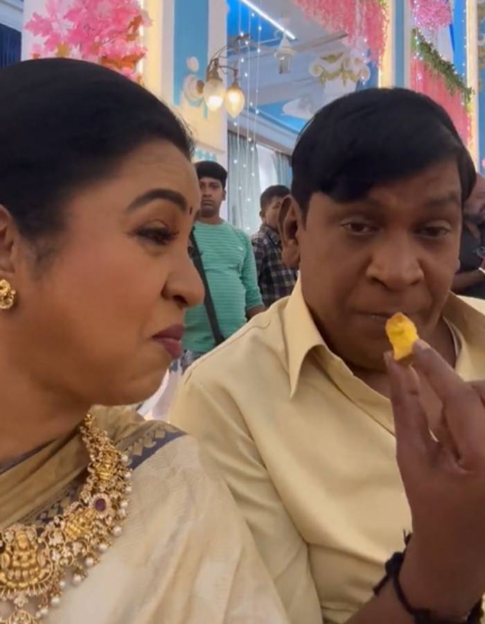 Radhika Sarathkumar shares Vadivelu funny video at Chandramukhi 2 sets 