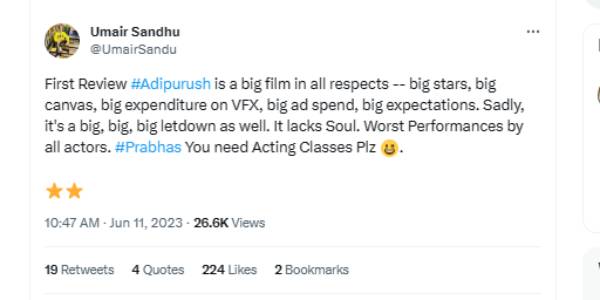 Prabhas starrer adipurush movie first review