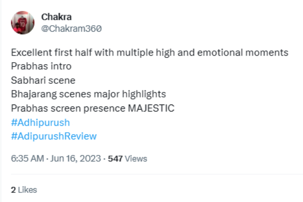 Adipurush Movie Twitter Reviews 