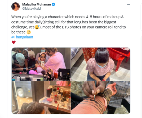 actress malavika mohanan shared thangalaan movie BTS photos