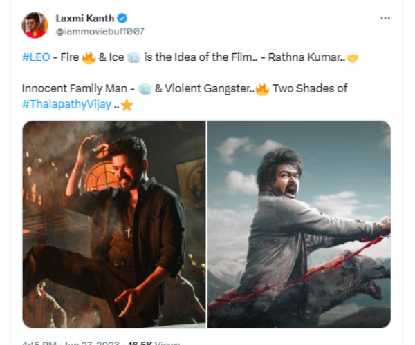 Leo movie Rathna kumar says that Fire and Ice is the Idea of the movie