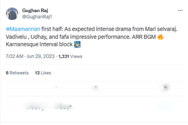 Director Mari Selvaraj and Udhayanidhi’s Maamannan Twitter Review