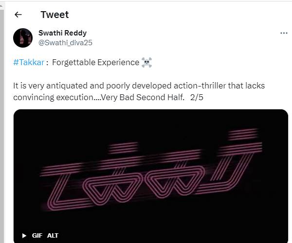 Siddharths Takkar Twitter Review in Tamil 