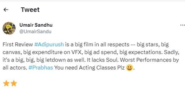 Here is the Adipurush Movies First Review 