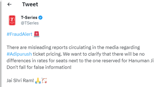 no differences in rates for seats next to the one reserved for Hanuman says adipurush team no differences in rates for seats next to the one reserved for Hanuman says adipurush team