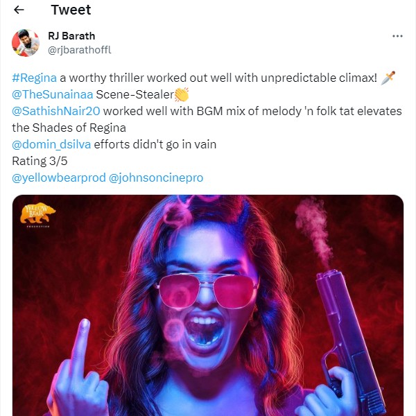 Regina Twitter Review: Sunaina shines with her incredible bold avatar 