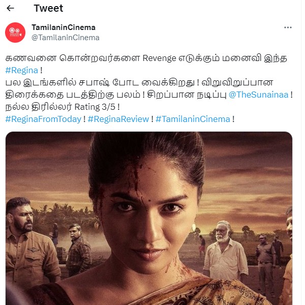 Regina Twitter Review: Sunaina shines with her incredible bold avatar 