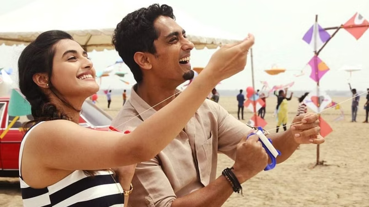 Takkar movie heroine Divyansha Kaushik put lipstick to Siddharth face on shooting time 