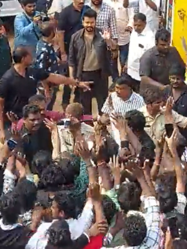 Actor Vijay met his Telugu fans in Leo shooting spot in Thalakonam