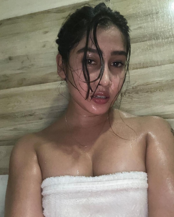Sofia Ansari shares topless while wearing a blue gown in a latest instagram video 