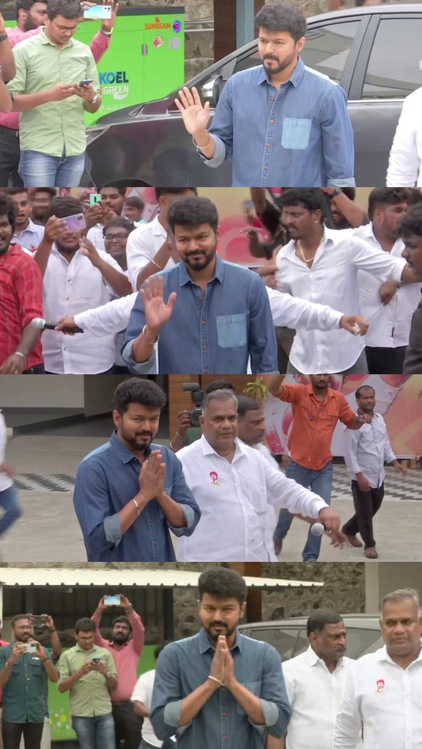 Vijays new look for Thalapathy 68 reveals in today political meet Vijays new look for Thalapathy 68 reveals in today political meet