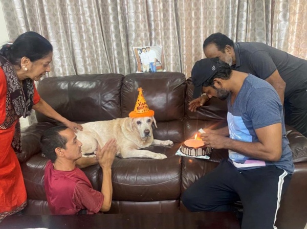 Actor Vishal celebrates birthday party for his son with his family Actor Vishal celebrates birthday party for his son with his family