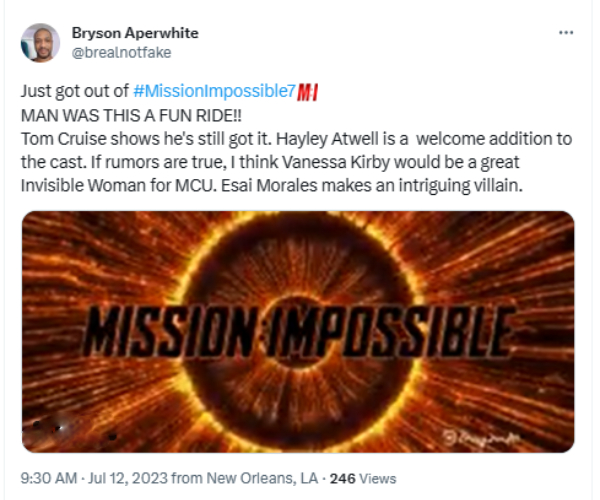 Mission Impossible: Dead Reckoning Twitter Review in Tamil 