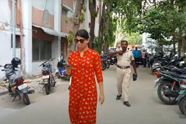 Actress Yashika Anand appears in court in Chengalpattu for car accident case