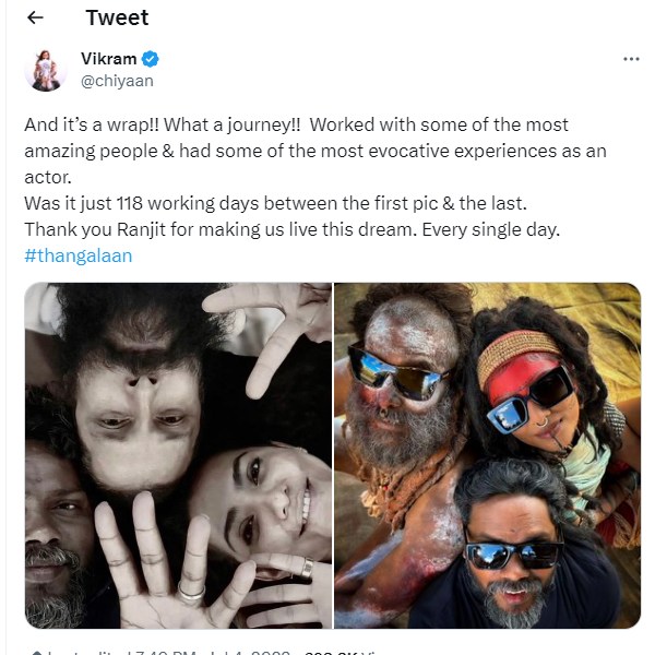 Actor Vikrams Thangalaan movie shooting wrapped and fans wants to know about his next movie? 