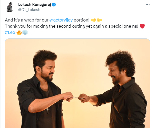 Director Lokesh kanagaraj confirms that Vijays portions in Leo movie wrapped Director Lokesh kanagaraj confirms that Vijays portions in Leo movie wrapped