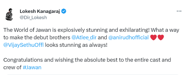  Lokesh Kanagaraj Praised Jawan Movie Trailer 