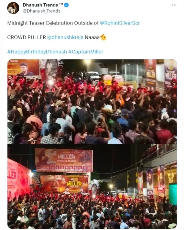 Dhanush fan mind blowing excitement after witnessing the powerful Captain Miller Teaser